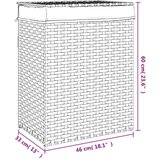 vidaXL Košara za perilo s pokrovom temno rjava 46x33x60 cm poli ratan | Shoptok.si