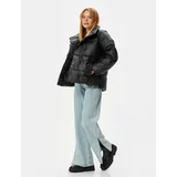 Koton Short Puffer Jacket with Snap Buttons, Pockets, Standing Collar