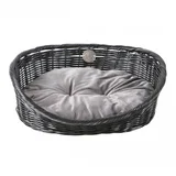 rustic rattan with cushion - rattan krevet za pse i mačke sa jastukom (crna/antracit) l