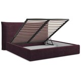 Makamii Temno vijolična oblazinjena zakonska postelja s prostorom za shranjevanje z letvenim dnom 160x200 cm Esala – | Shoptok.si