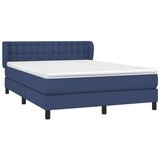 vidaXL Box spring postelja z vzmetnico modra 140x190 cm blag | Shoptok.si