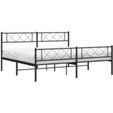  Metalni okvir krevet bez madraca s podnožjem crni 180x200 cm | shoptok.hr