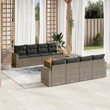 Maison Chic Seti vrtnega pohištva - Vrtna garnitura - Vrtni pohištvo set 9-delna z blazinami siv poli ratan, (21798601) | Shoptok.si