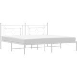  The Living Store Kovinski posteljni okvir z vzglavjem bel 193x203 cm - Posteljni Okvir, (21455333) | Shoptok.si