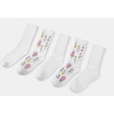 Sinsay Set bijelih čarapa s cvjetnim motivom i jednobojnih 5 pack | shoptok.hr