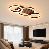 Nettlife LED stropna svetilka, 58 cm, 21 W, 3000 K, črna z lesnim videzom, sodobna zasnova s 3 obroči, za spalnico ali jedilnico, (5000491444) Cene