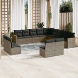  The Living Store Vrtna sedežna garnitura 13-delna z blazinami siv poli ratan - Vrtna Sedežna Garniture, (21481923) | Shoptok.si