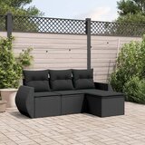 Maison Chic Seti vrtnega pohištva - Vrtna garnitura - Vrtni pohištvo set 4-delna z blazinami črna poli ratan, (21816862) | Shoptok.si