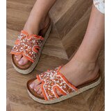 Gemre Orange espadrille flip-flops with rhinestones and stones Najros | ePonuda.com