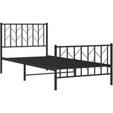 vidaXL Metalni okvir kreveta uzglavlje i podnožje crni 90x190 cm | shoptok.hr