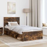  Okvir za krevet s uzglavljem Dimljeni hrast 90 x 190 cm | shoptok.hr