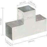 vidaXL spojnici za stupove u t-obliku 4 kom pocinčani metal 101x101 mm | shoptok.hr