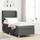  Krevet s opruga kutije Tamno siva 200 x 90 cm tkanina Slike