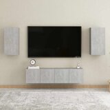  4-dijelni set TV ormarića siva boja betona konstruirano drvo Cijene