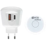 Fast Charge stenski polnilec 20 W PD (USB C) + QC 3.0 (USB A) nočna lučka bela