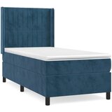 vidaXL Box spring postelja z vzmetnico temno moder 90x190 cm žamet, (20894993) | Shoptok.si