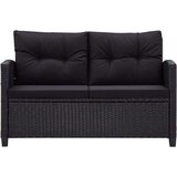 Poli Vrtni dvosjed s jastucima crni 124 cm od poliratana | shoptok.hr