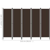 Sobna pregrada s 5 panela smeđa 250 x 180 cm | shoptok.hr