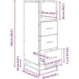 vidaXL Kopalniška omarica s predalom Črni hrast 35 x 37.5 x 100 cm | Shoptok.si