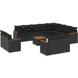  The Living Store Vrtna sedežna garnitura 13-delna z blazinami črn poli ratan - Vrtna Sedežna Garniture, (21451610) | Shoptok.si