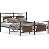 Maison Chic Posteljni okvir - Dvoposteljna postelja - Zakonska postelja brez vzmetnice rjavi hrast 150x200 cm inž. les-J12325, (21773205) | Shoptok.si