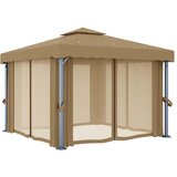  Sjenica sa zastorom 3 x 3 m smeđe-siva aluminijska | shoptok.hr