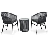 vidaXL Bistro garnitura z blazinami 3-delna PVC ratan antracitna Cene