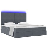  LED krevet za pohranu s madracem Tamnosiva 200 x 200 cm Baršun | shoptok.hr