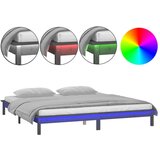 Maison Chic LED Posteljni okvir - Dvoposteljna postelja - Zakonska postelja siv 200x200 cm trden les, (21692538) Cene