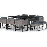vidaXL 11-dijelni vrtni blagovaonski set od poliratana s jastucima sivi | shoptok.hr