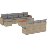 Maison Chic Seti vrtnega pohištva - Vrtna garnitura - Vrtni pohištvo set 11-delna z blazinami bež poli ratan, (21816096) | Shoptok.si