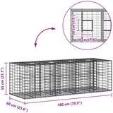  Gabionski uzdignuti krevet Srebrno 180 x 60 x 55 cm - 180 x 60 x 55 cm | shoptok.hr