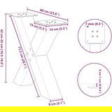 vidaXL noge kavne mize v obliki črke x 2 kosa črna 60x(42-43) cm jeklo | Shoptok.si