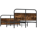 Metalni Kovinski posteljni okvir brez vzmetnice dimljen hrast 137x190cm, (21607513) | Shoptok.si