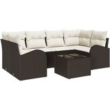 vidaXL set vrtnih sofa od 7 dijelova s jastučićima smeđa poli ratan, dvosed vrtna sofa s prostorom za pohranu i jastučićima smeđa poli ratan Cijene