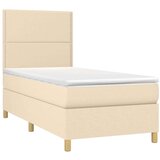  Box spring postelja z vzmetnico LED krem 100x200 cm blago, (20892796) | Shoptok.si
