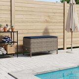  Vrtni otoman Siva i tamnoplava 80 x 38 x 42 cm PE ratan | shoptok.hr