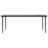  Vrtni blagovaonski stol crni 200x100x74 cm čelik i kaljeno staklo | shoptok.hr