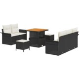  Vrtna garnitura - 8-dijelni set vrtnih sofa s jastučićima crni poli ratan akacija | shoptok.hr