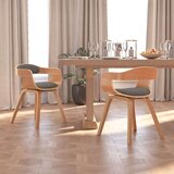 vidaXL Jedilni stol 2 kosa svetlo siv ukrivljen les in blago | Shoptok.si