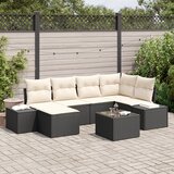 vidaXL Vrtni set sofa Set od 7 Crna i krema Ratan, poliester Vrtni kauč Cijene