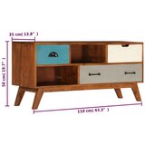 3 TV ormarić s ladice od masivnog bagremovog drva 110x35x50 cm | shoptok.hr