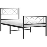  Metalni okvir kreveta uzglavlje i podnožje crni 100x190 cm | shoptok.hr