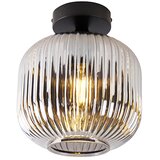 QAZQA Stropna svetilka Art Deco črna z dimnim steklom - Karel Cene