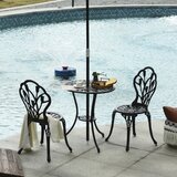  Vodootporni bistro set za 2 osobe: 1 stol + 2 stolice s otvorom za suncobran pogodan za više lokacija aluminij crna | shoptok.hr