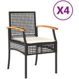 Maison Chic Vrtni stoli - Stol za vrt z blazinami 4 kosi črn poli ratan akacijev les JS2229, (21876677) Cene
