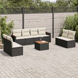  9-dijelni set vrtnih sofa s jastucima crni od poliratana Cijene