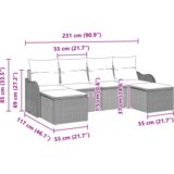  Set od 6 dijelova vrtnih kauča (vrtna garnitura) s jastučićima bež poli ratan | shoptok.hr