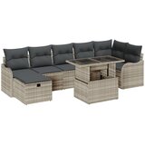 vidaXL 8-dijelni vrtni kauč set s jastučićima svjetlosivi poli ratan, 2-sjedni vrtni kauč s pohranom i jastučićima svjetlosivi poli ratan | shoptok.hr