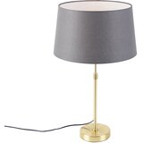 QAZQA Namizna svetilka zlata / medenina s platnenim odtenkom siva 35 cm - Parte Cene